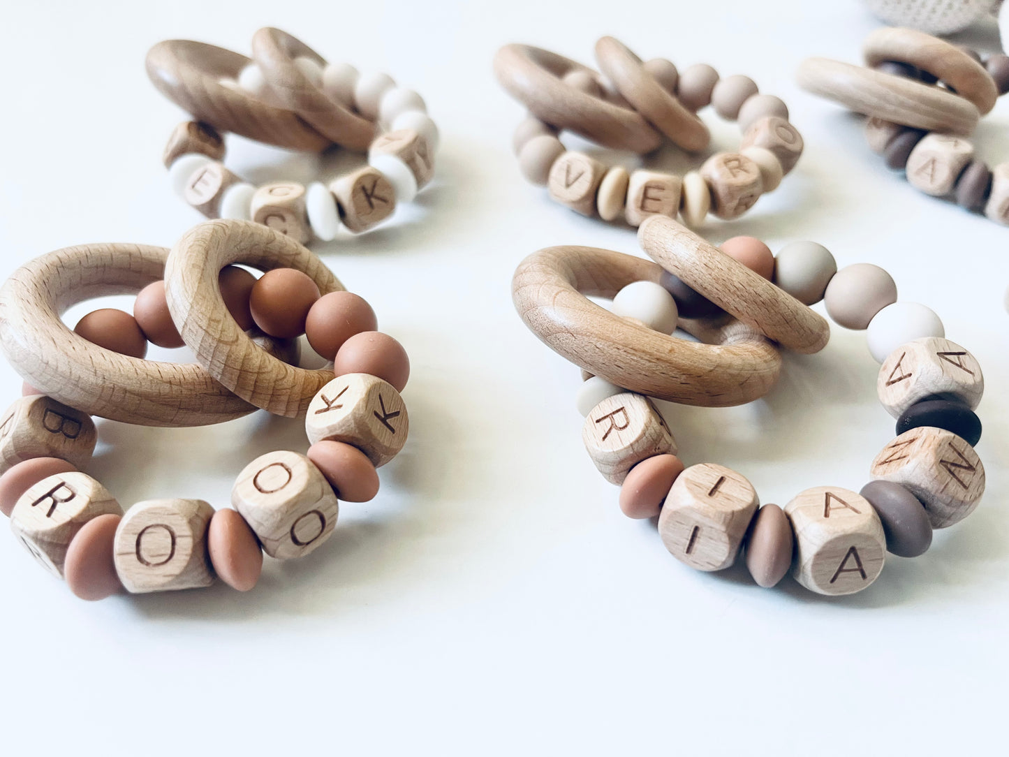 Wooded Personalized Baby Toy Ring | Wooden Ring w. Name