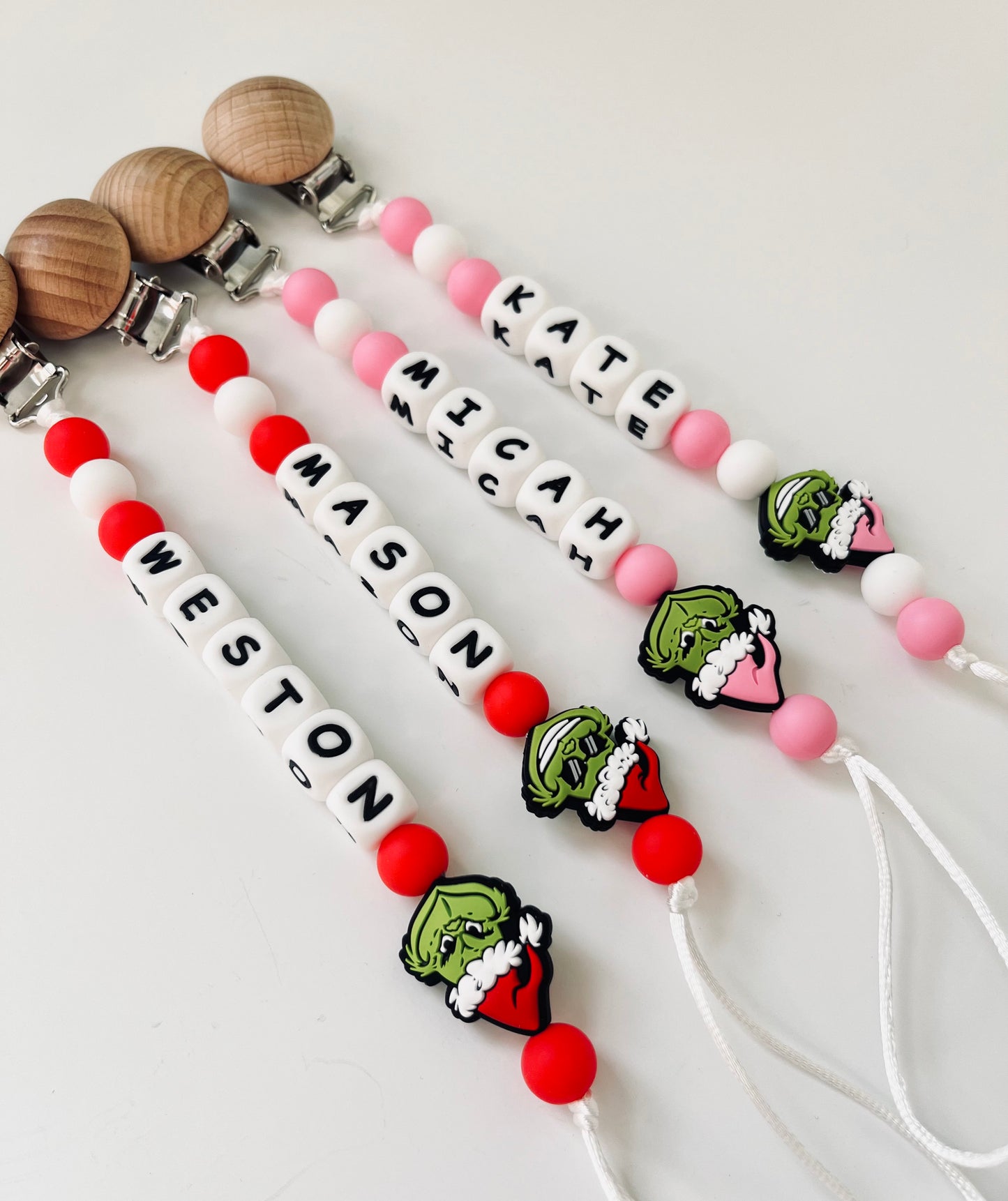 Personalized Christmas Pacifier Clips | Holiday Baby Accessories