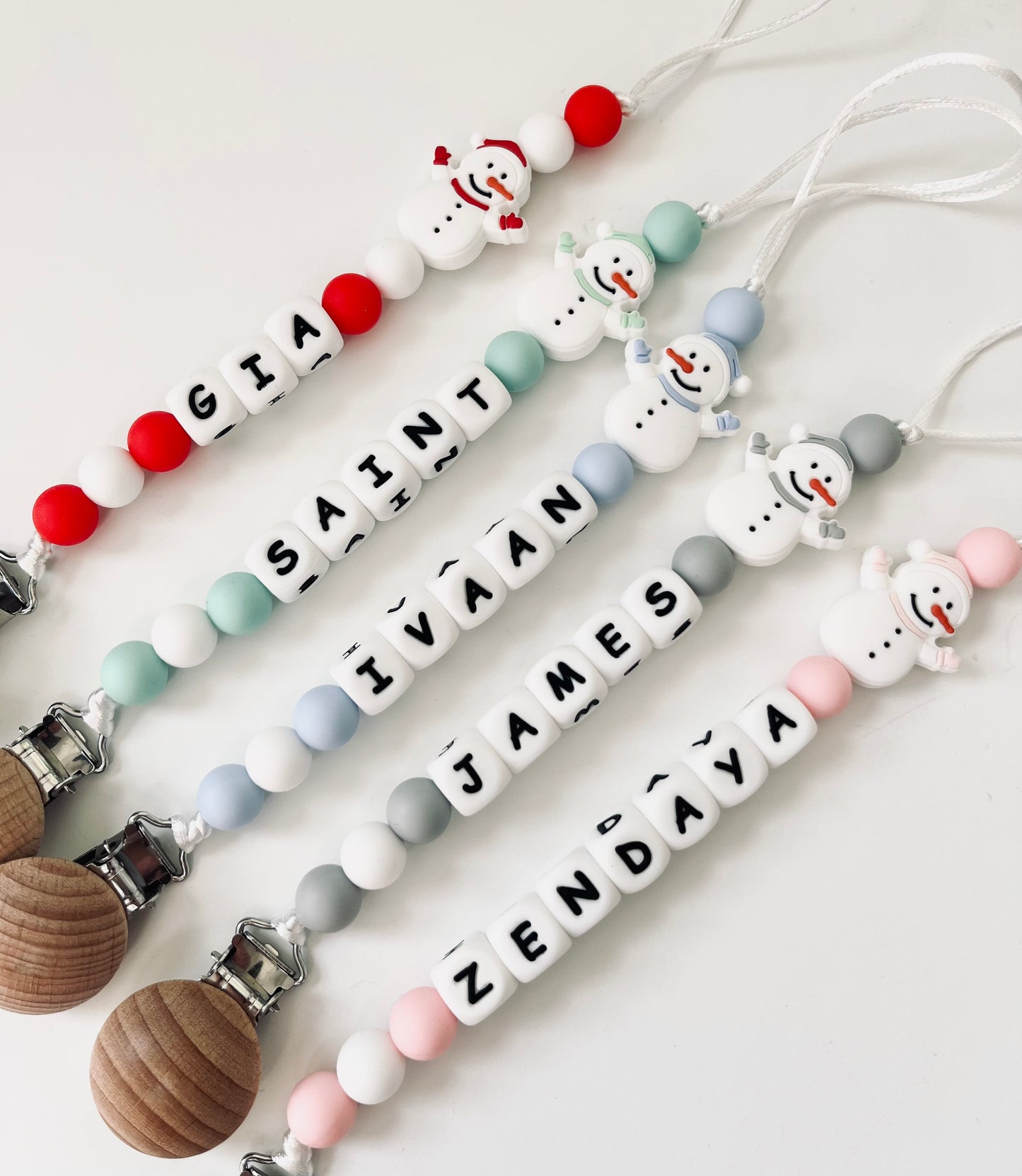 Personalized Christmas Pacifier Clips | Holiday Baby Accessories