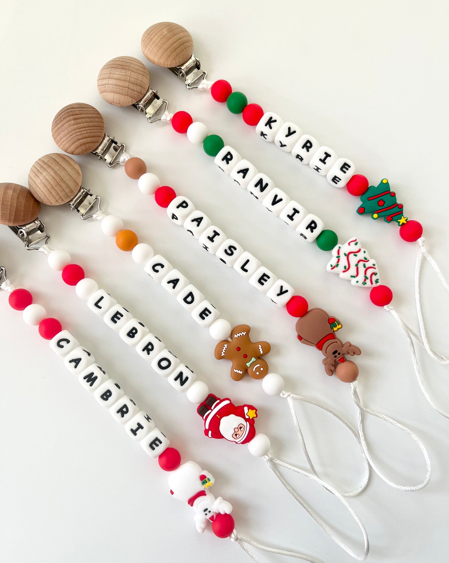 Personalized Christmas Pacifier Clips | Holiday Baby Accessories
