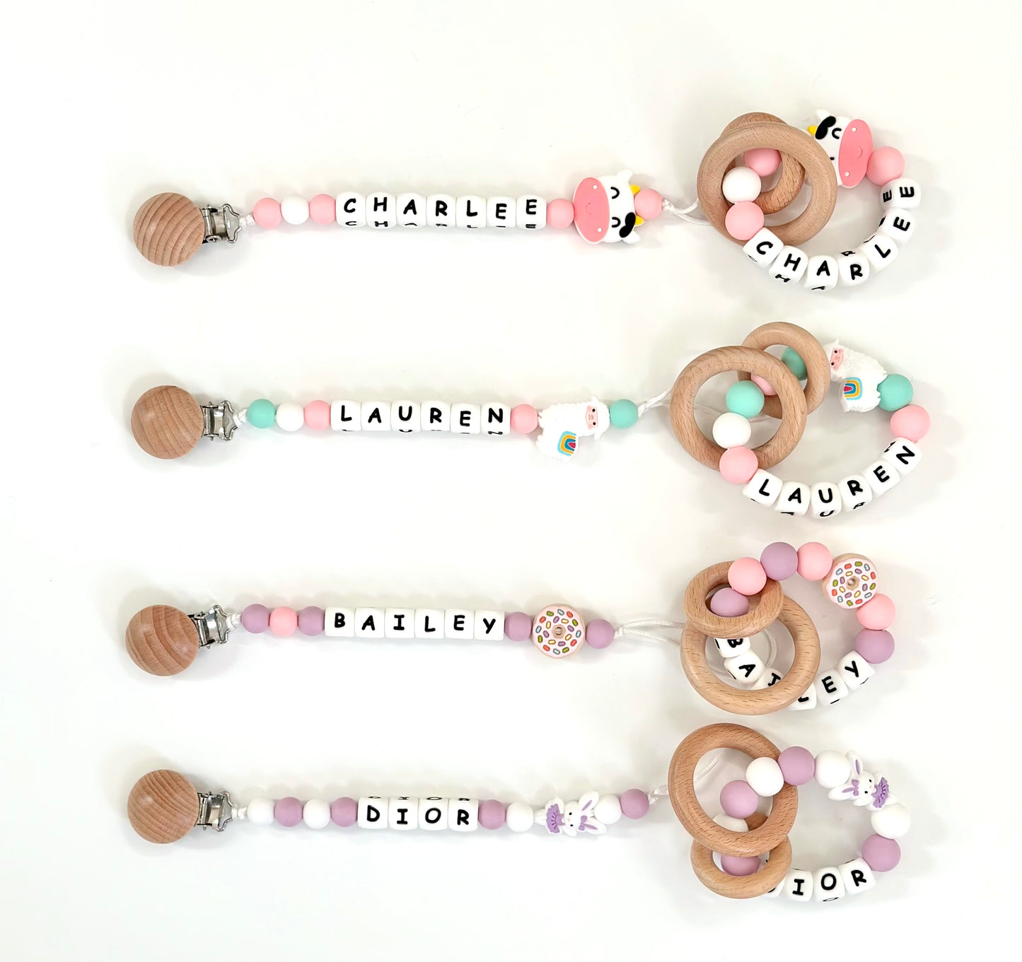 Pacifier Holder With Name| Personalized Rattle Ring
