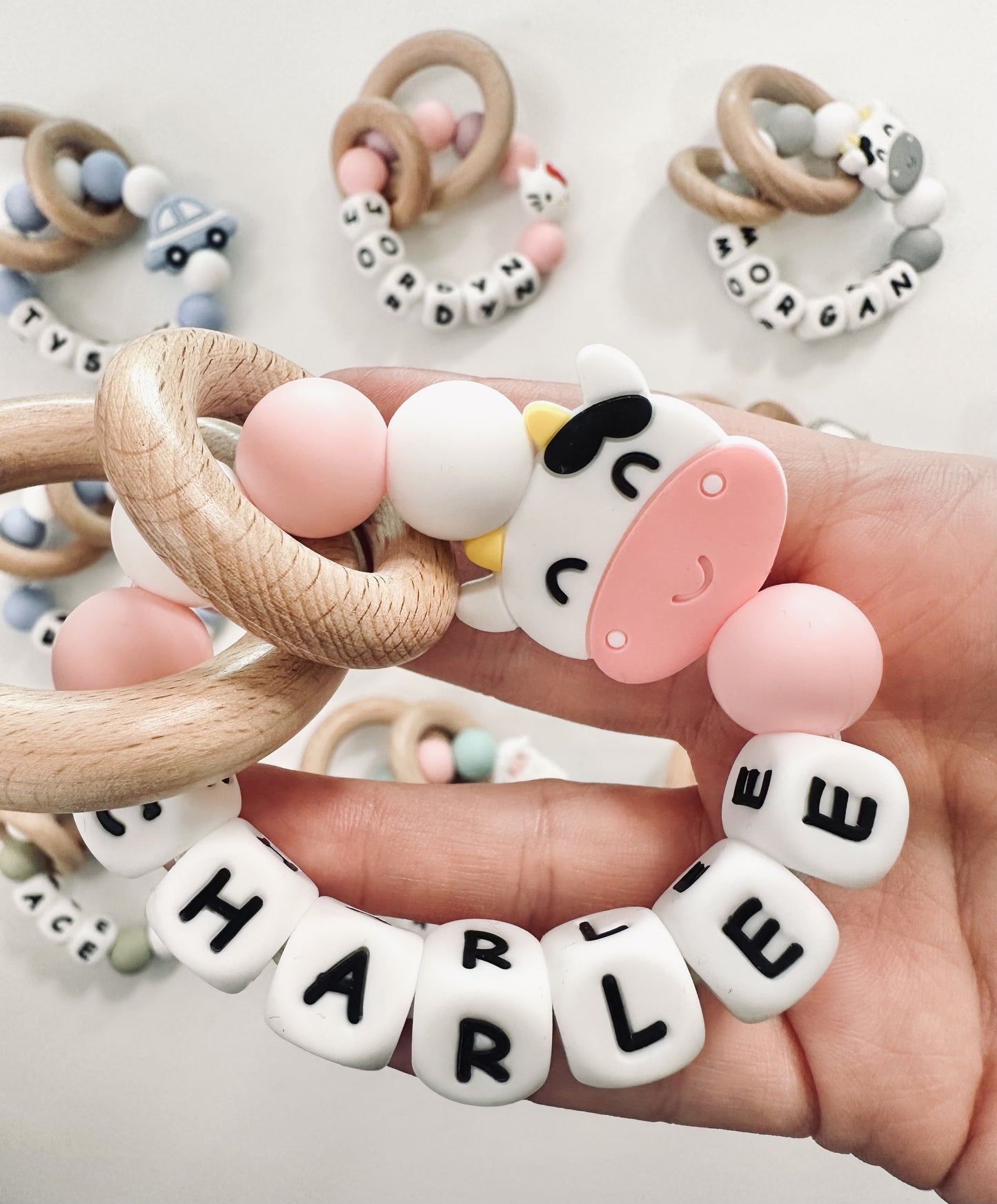 Personalized Name Rattle Rings | Wooden Ring w. Name