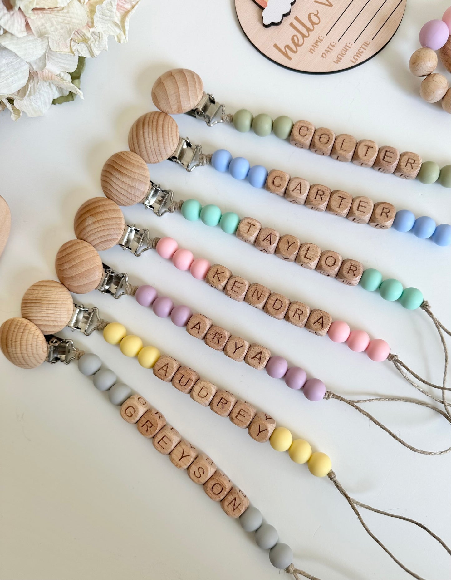 Pacifier Clip Personalized | Wooden Pacifier Name Clip