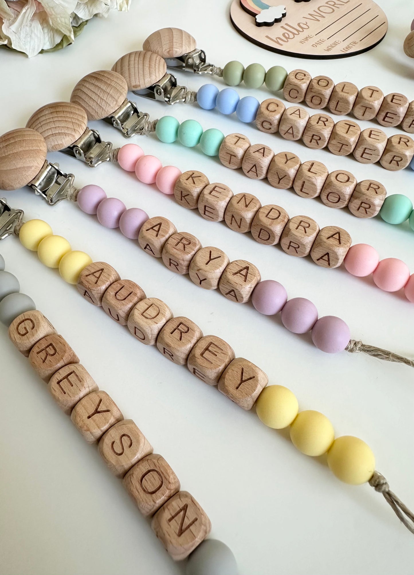 Pacifier Clip Personalized | Wooden Pacifier Name Clip
