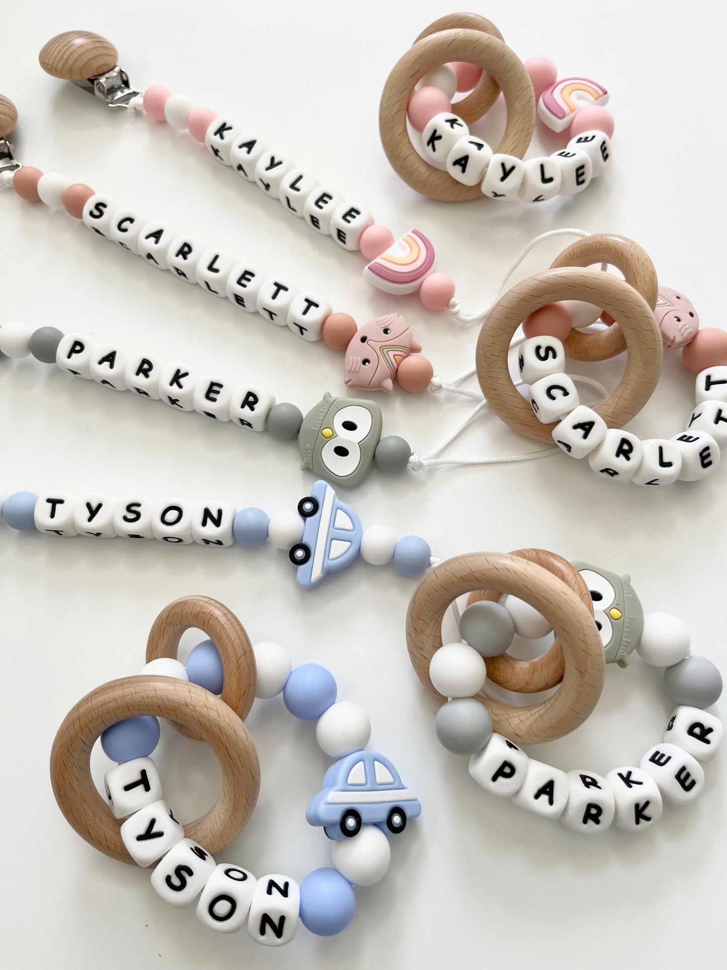 Pacifier Holder With Name| Personalized Rattle Ring