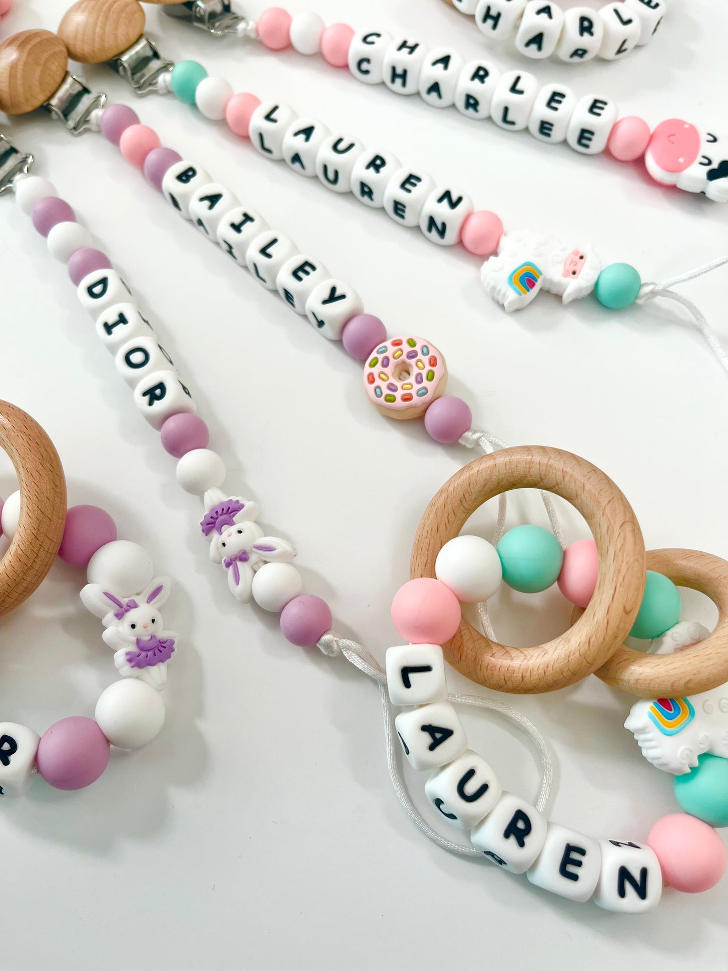 Pacifier Holder With Name| Personalized Rattle Ring