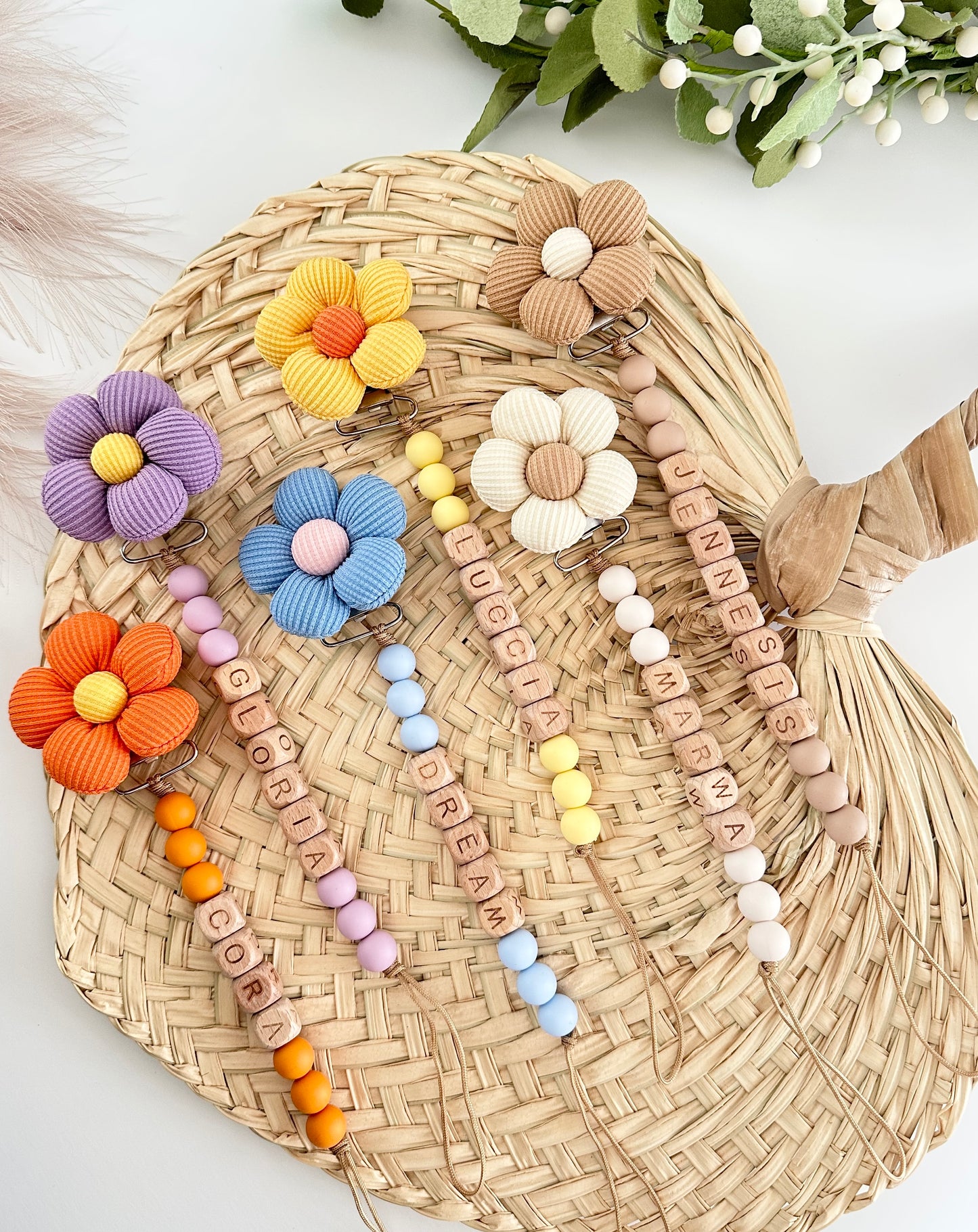 Handcrafted Wooden Baby Accessory | Floral Pacifier Clip Holder