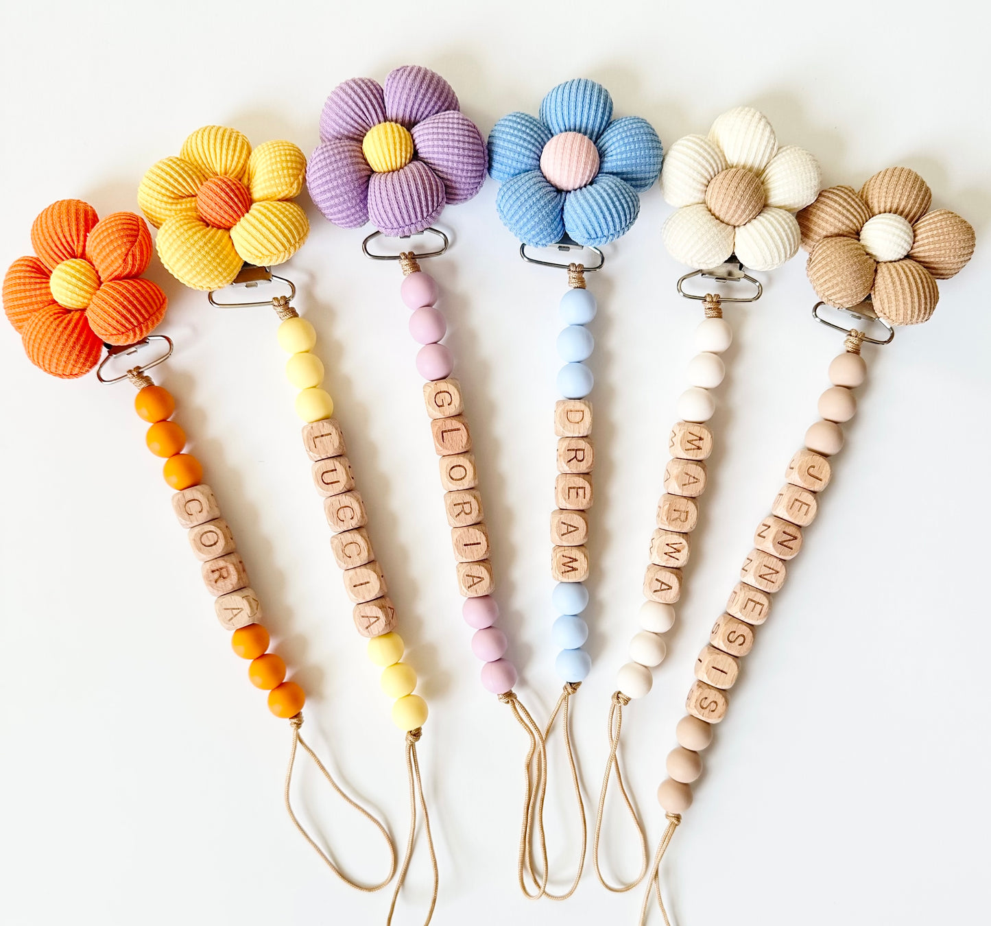 Handcrafted Wooden Baby Accessory | Floral Pacifier Clip Holder
