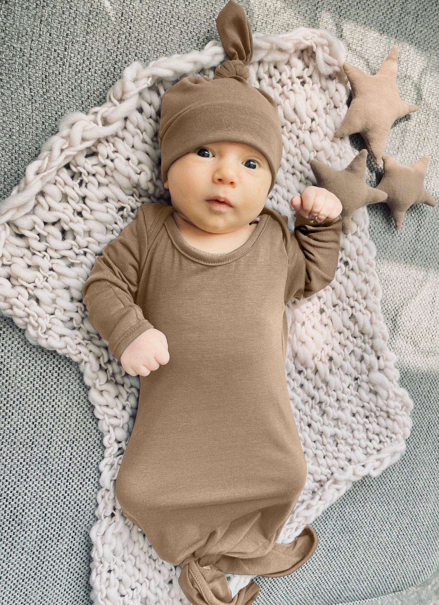 Baby Knotted Gown Set With Hat | Made in USA