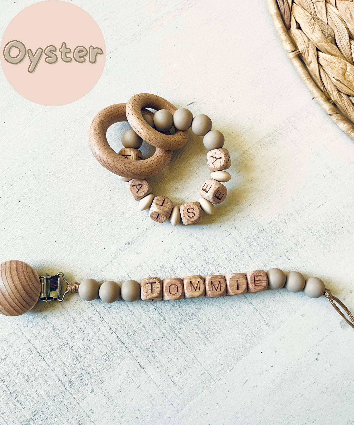Wooded Personalized Baby Toy Ring | Wooden Ring w. Name