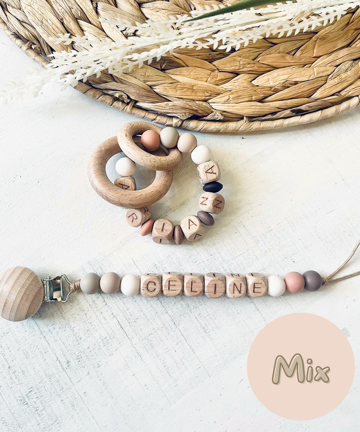 Wooded Personalized Baby Toy Ring | Wooden Ring w. Name