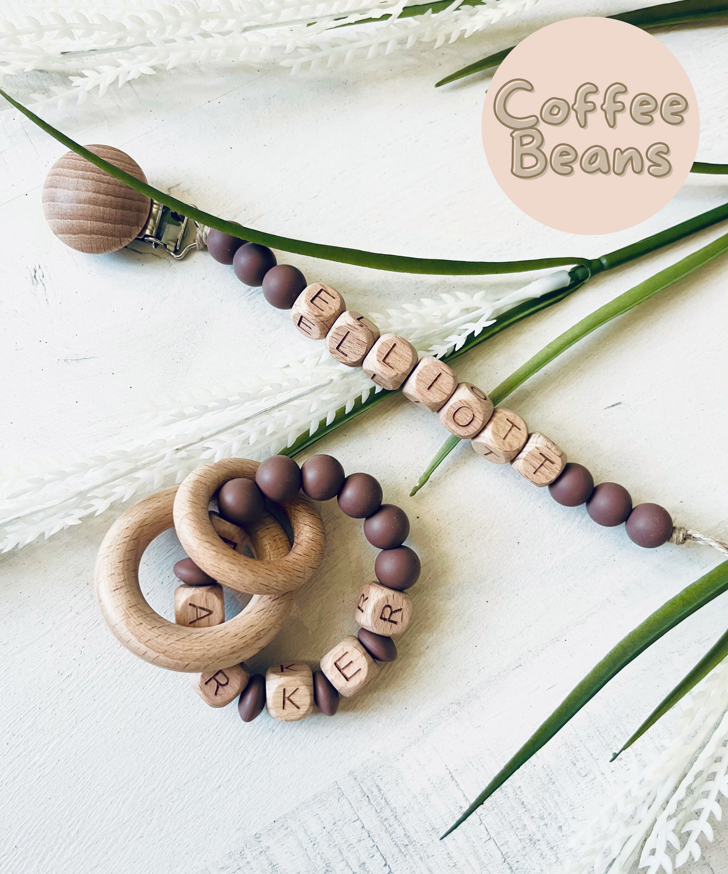 Wooded Personalized Baby Toy Ring | Wooden Ring w. Name