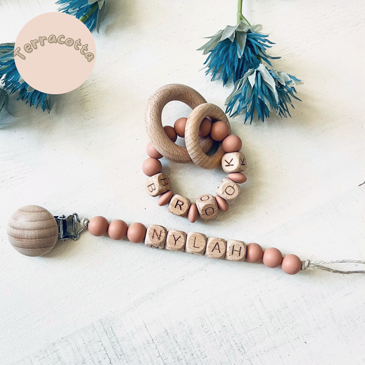 Wooded Personalized Baby Toy Ring | Wooden Ring w. Name