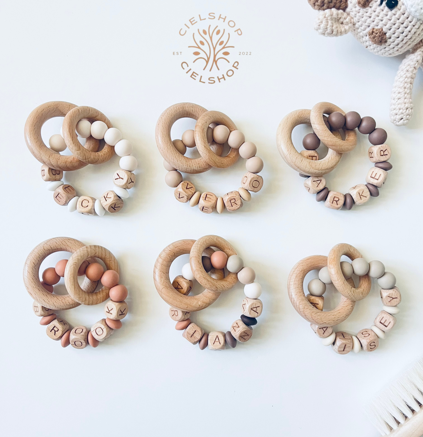 Wooded Personalized Baby Toy Ring | Wooden Ring w. Name
