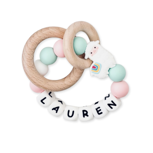 Personalized Name Rattle Rings | Wooden Ring w. Name