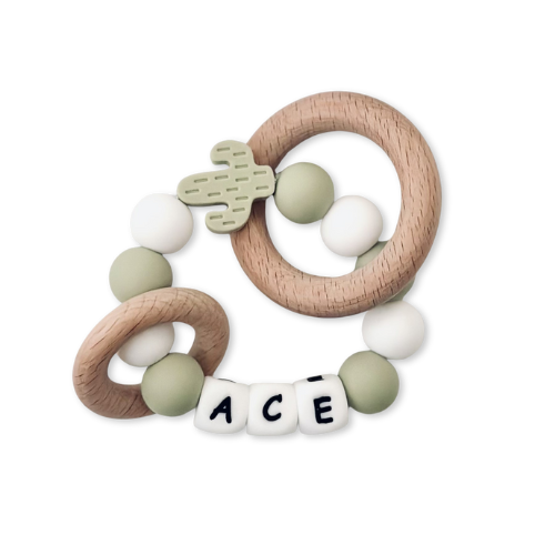 Personalized Name Rattle Rings | Wooden Ring w. Name
