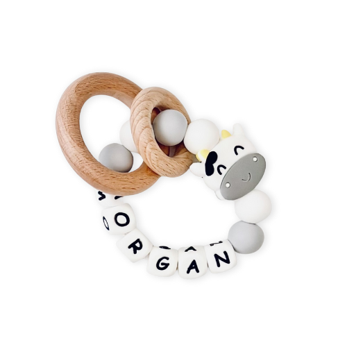 Personalized Name Rattle Rings | Wooden Ring w. Name