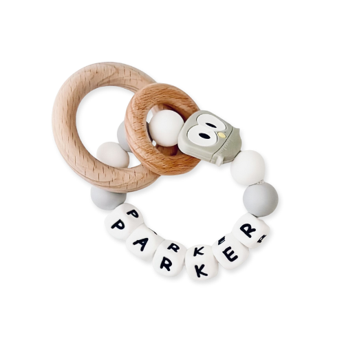 Personalized Name Rattle Rings | Wooden Ring w. Name