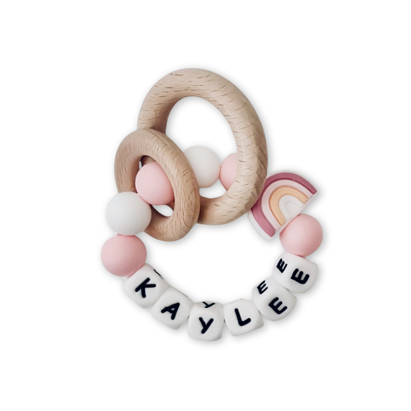 Personalized Name Rattle Rings | Wooden Ring w. Name