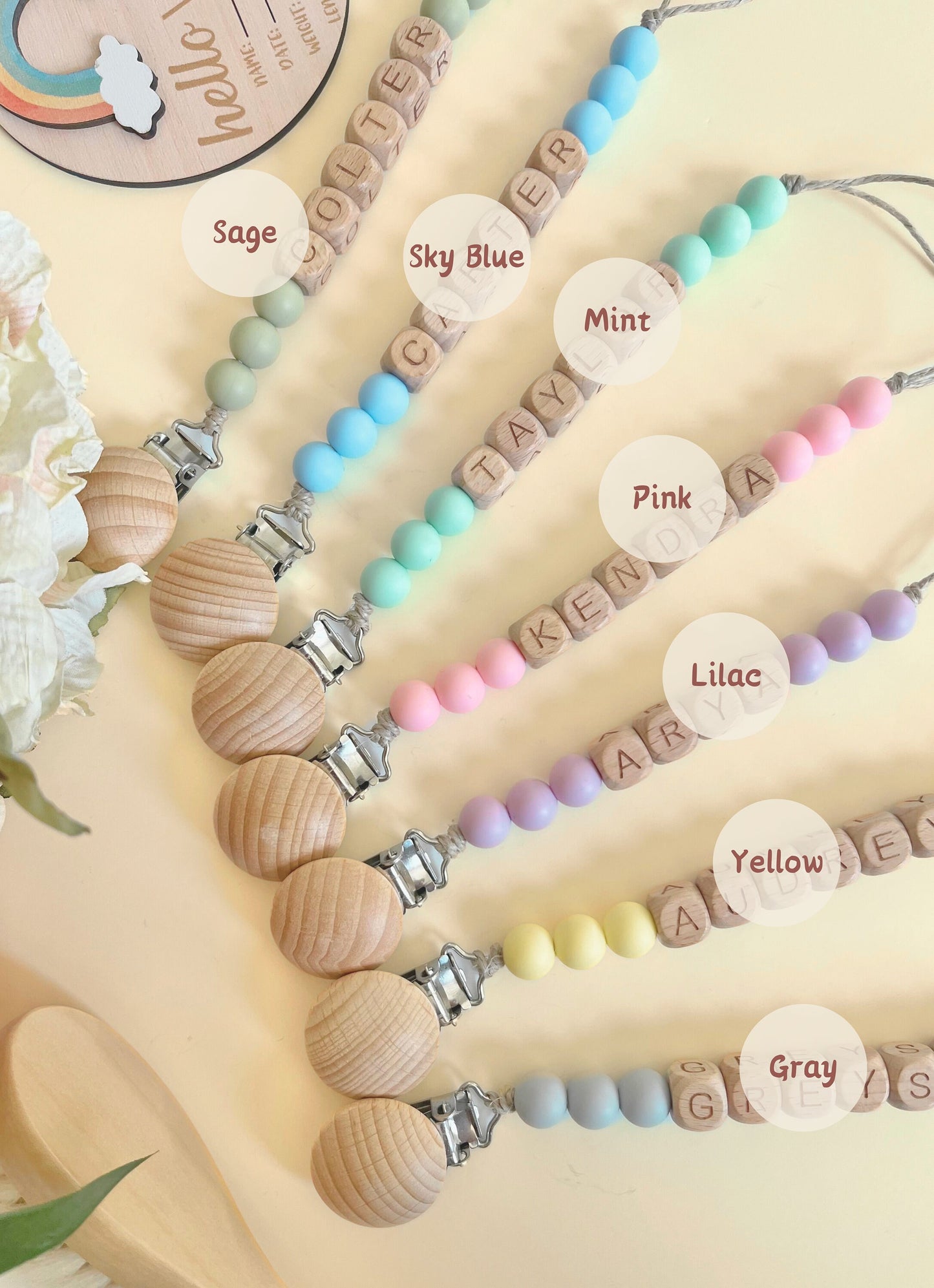 Pacifier Clip Personalized | Wooden Pacifier Name Clip