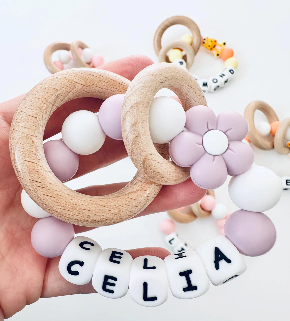 Personalized Name Rattle Rings | Wooden Ring w. Name