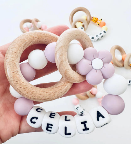 Personalized Name Rattle Rings | Wooden Ring w. Name
