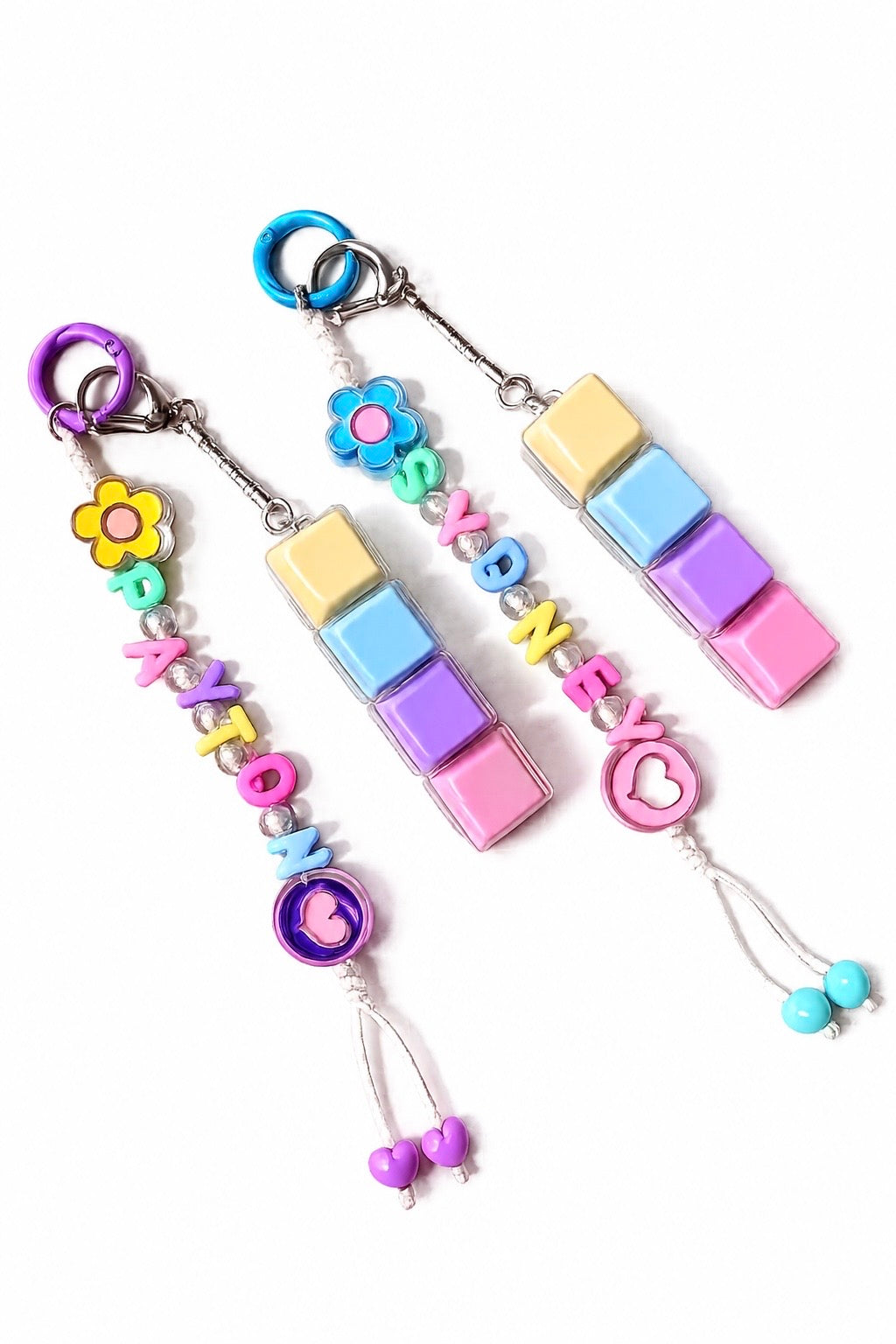 Personalized Name Clicker LED Light Fidget Keychain | Pastel Clicky Keyboard Fidget | Back to School Names | Backpack Name Charm