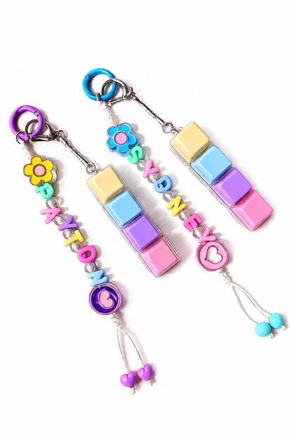 Personalized Name Clicker LED Light Fidget Keychain | Pastel Clicky Keyboard Fidget | Back to School Names | Backpack Name Charm