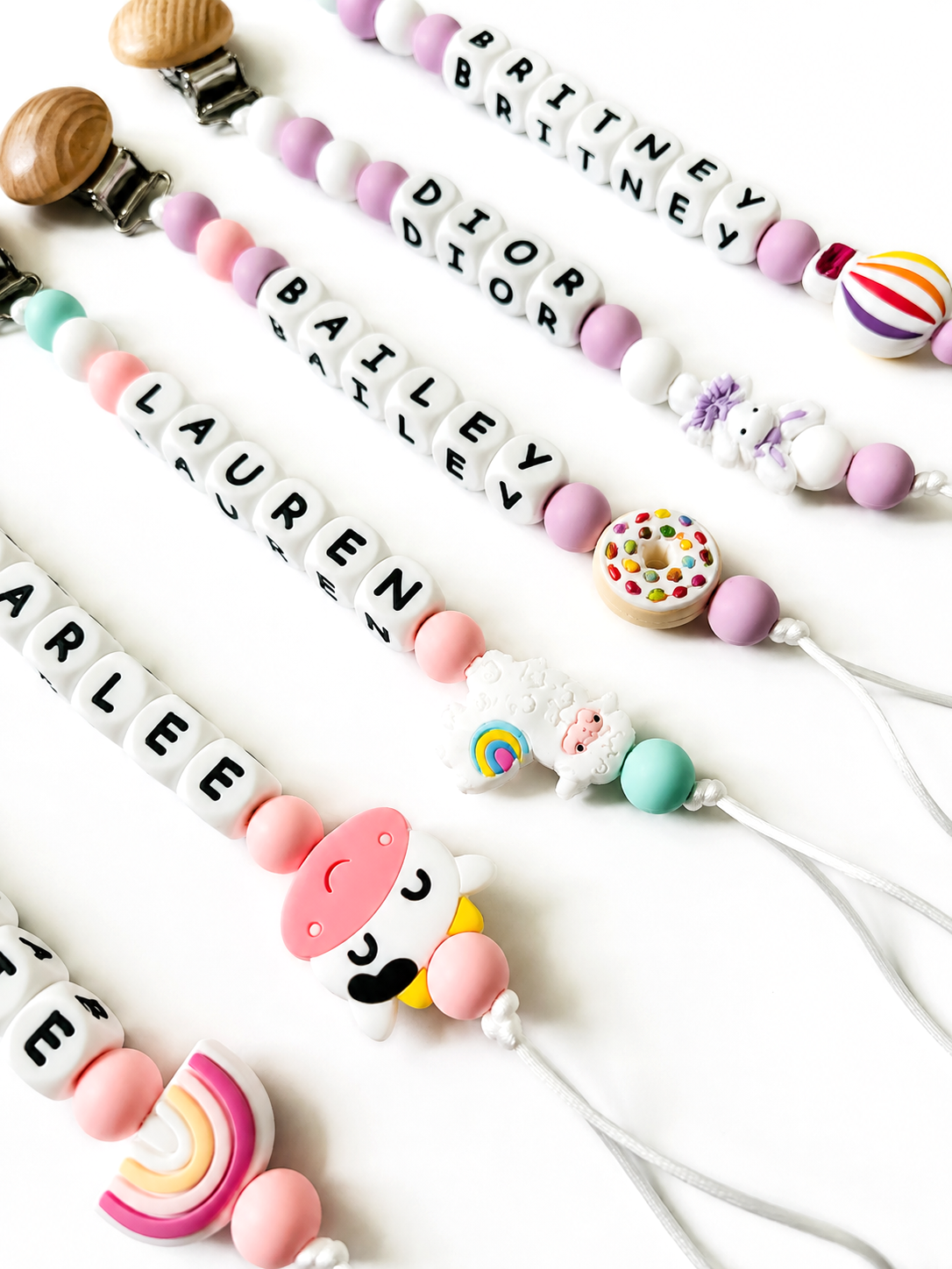 Personalized Pacifier Clip | Silicone Letter Beaded Name