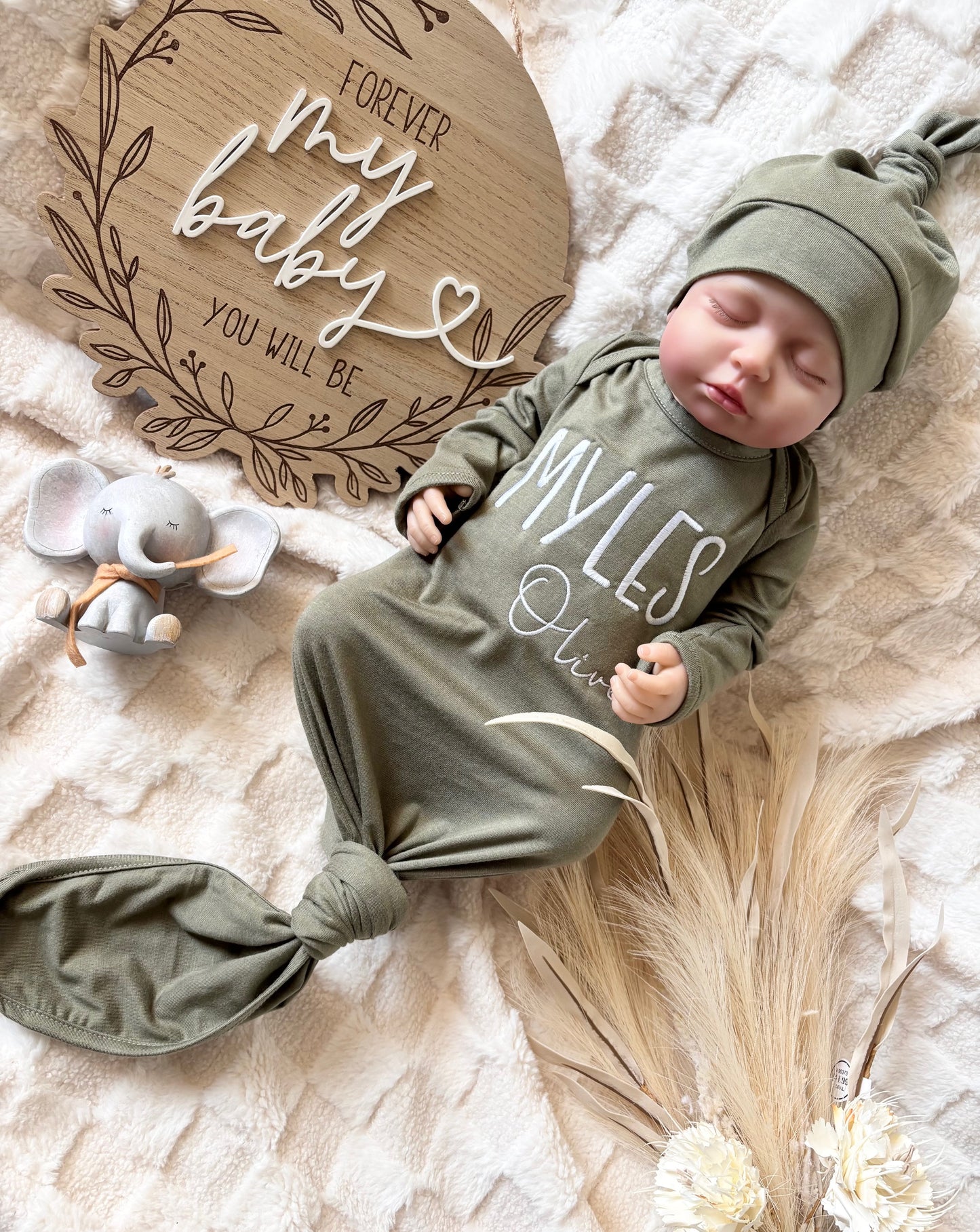 Made in USA | Personalized Embroidered Name Baby Gown