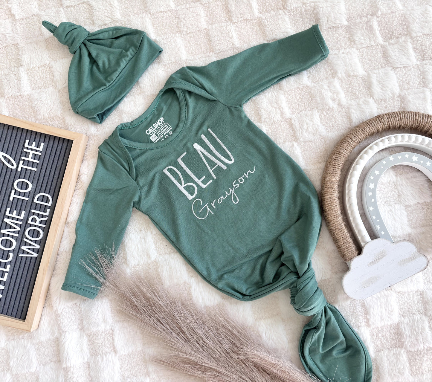 Made in USA | Personalized Embroidered Name Baby Gown