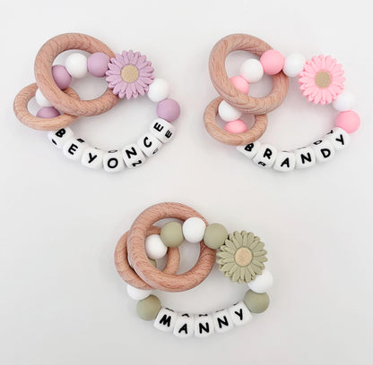 Personalized Name Rattle Rings | Wooden Ring w. Name