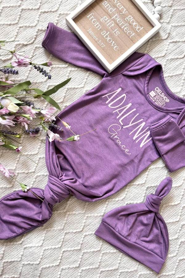 Made in USA | Personalized Embroidered Name Baby Gown