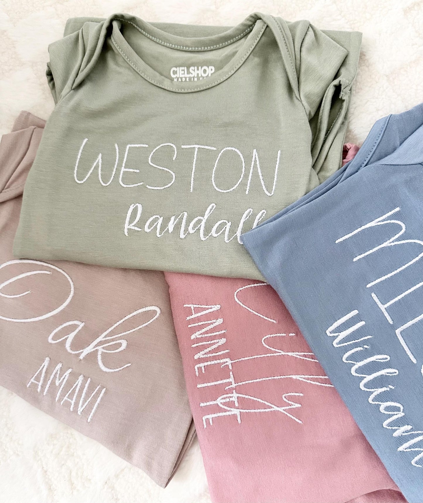 Personalized Embroidered Baby Gown | Made in USA (Sage Green)