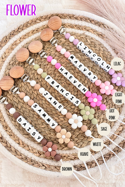 Personalized Pacifier Clip | Silicone Letter Beaded Name