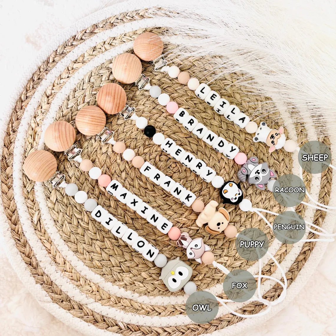 Personalized Pacifier Clip | Silicone Letter Beaded Name