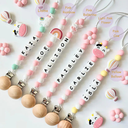 Personalized Pacifier Clip | Silicone Letter Beaded Name