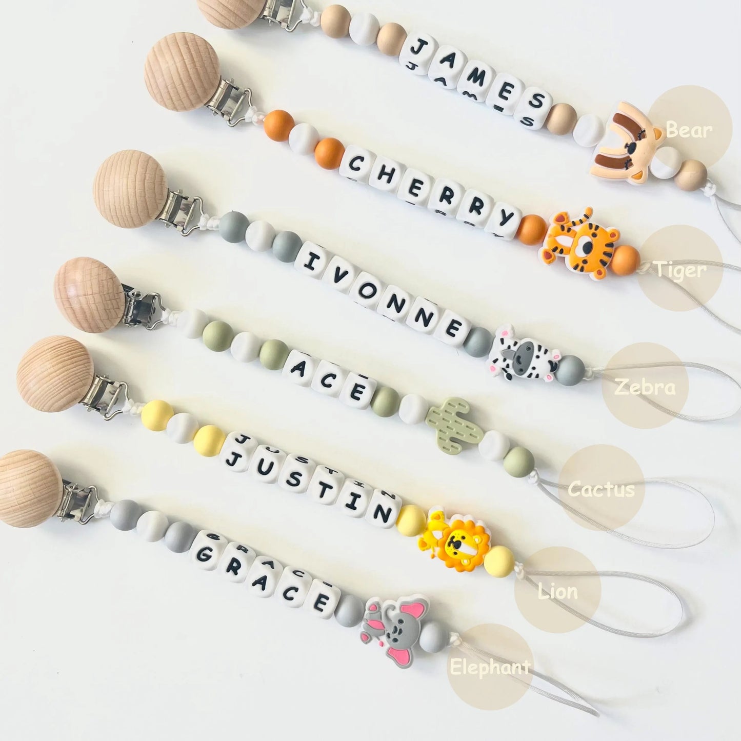 Personalized Pacifier Clip | Silicone Letter Beaded Name