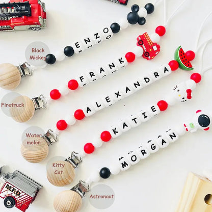 Personalized Pacifier Clip | Silicone Letter Beaded Name