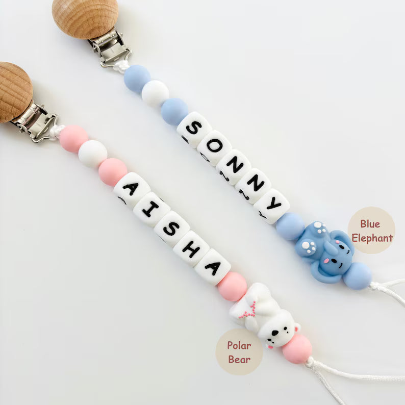 Personalized Pacifier Clip | Silicone Letter Beaded Name