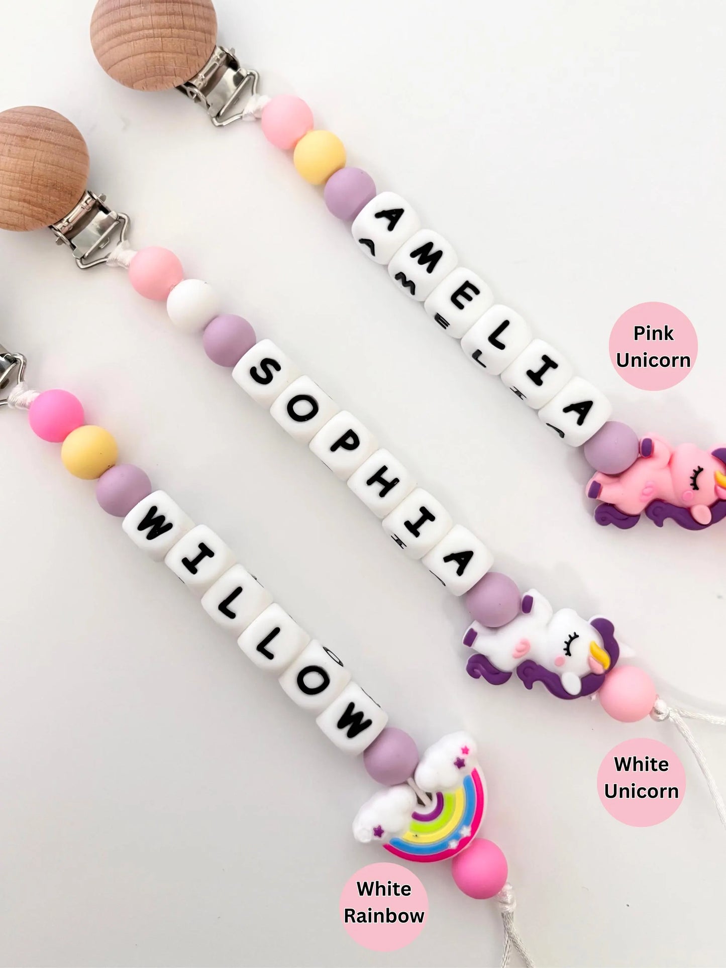 Personalized Pacifier Clip | Silicone Letter Beaded Name