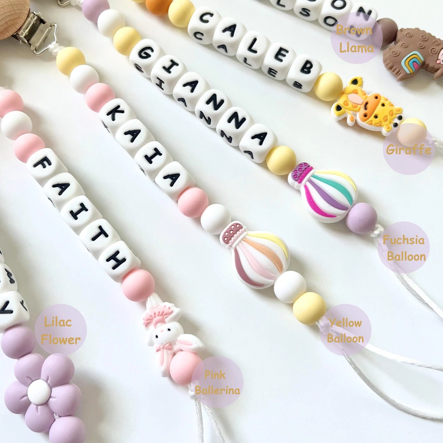 Personalized Pacifier Clip | Silicone Letter Beaded Name