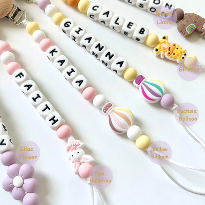 Personalized Pacifier Clip | Silicone Letter Beaded Name